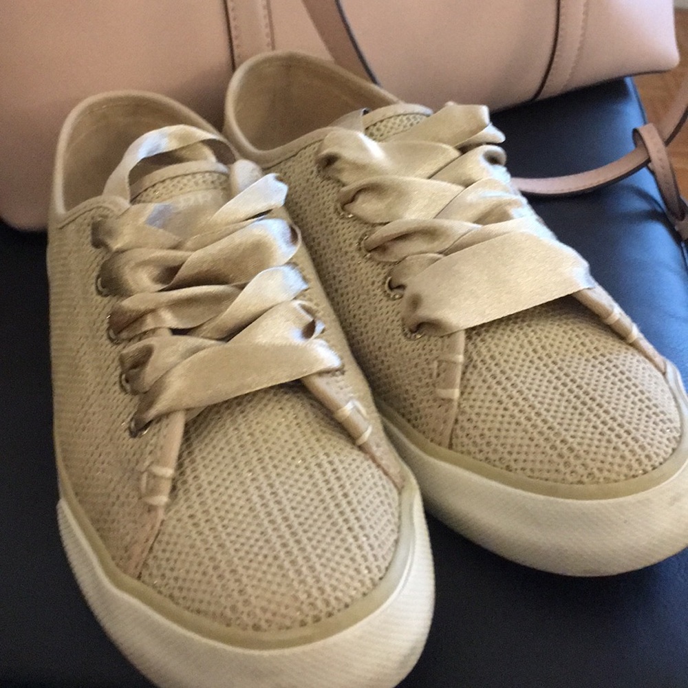 Sperry- Gold Satin Laced